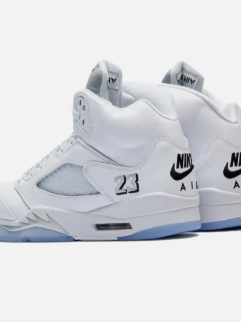 NIKE Air Jordan 5 Men White Silver Ice High Top Basketball Sneakers